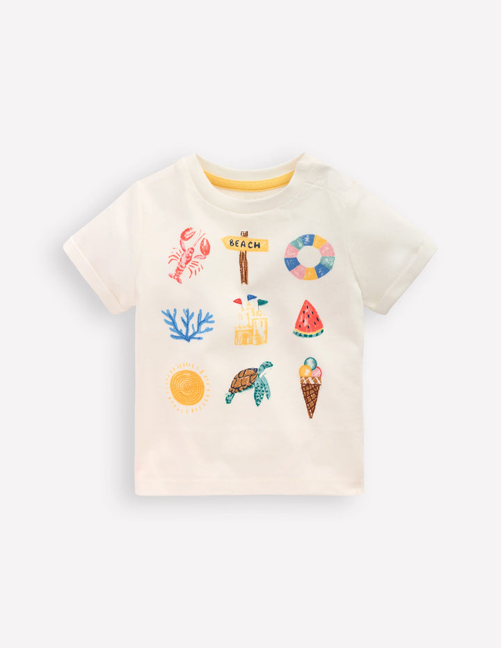 T-shirt manches courtes à logo-Logo été ivoire