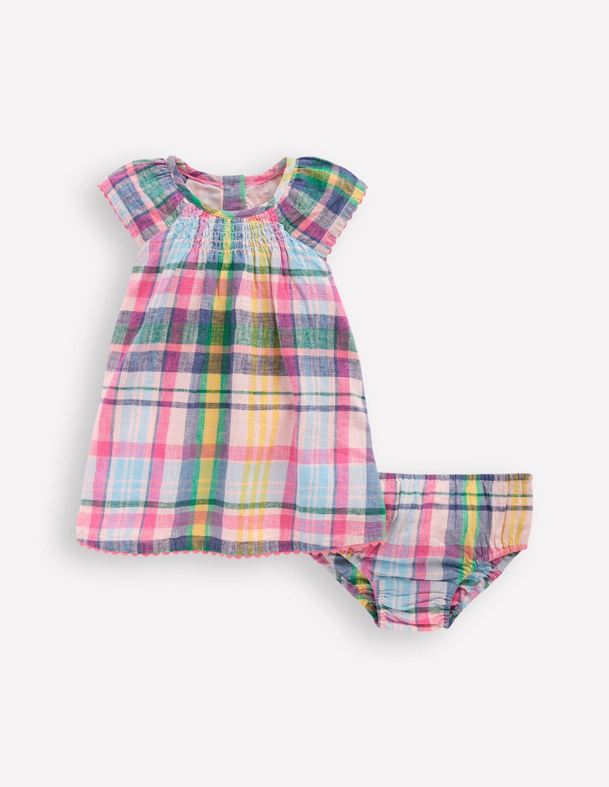 Robe aérienne froncée-Écossais Madras-1
