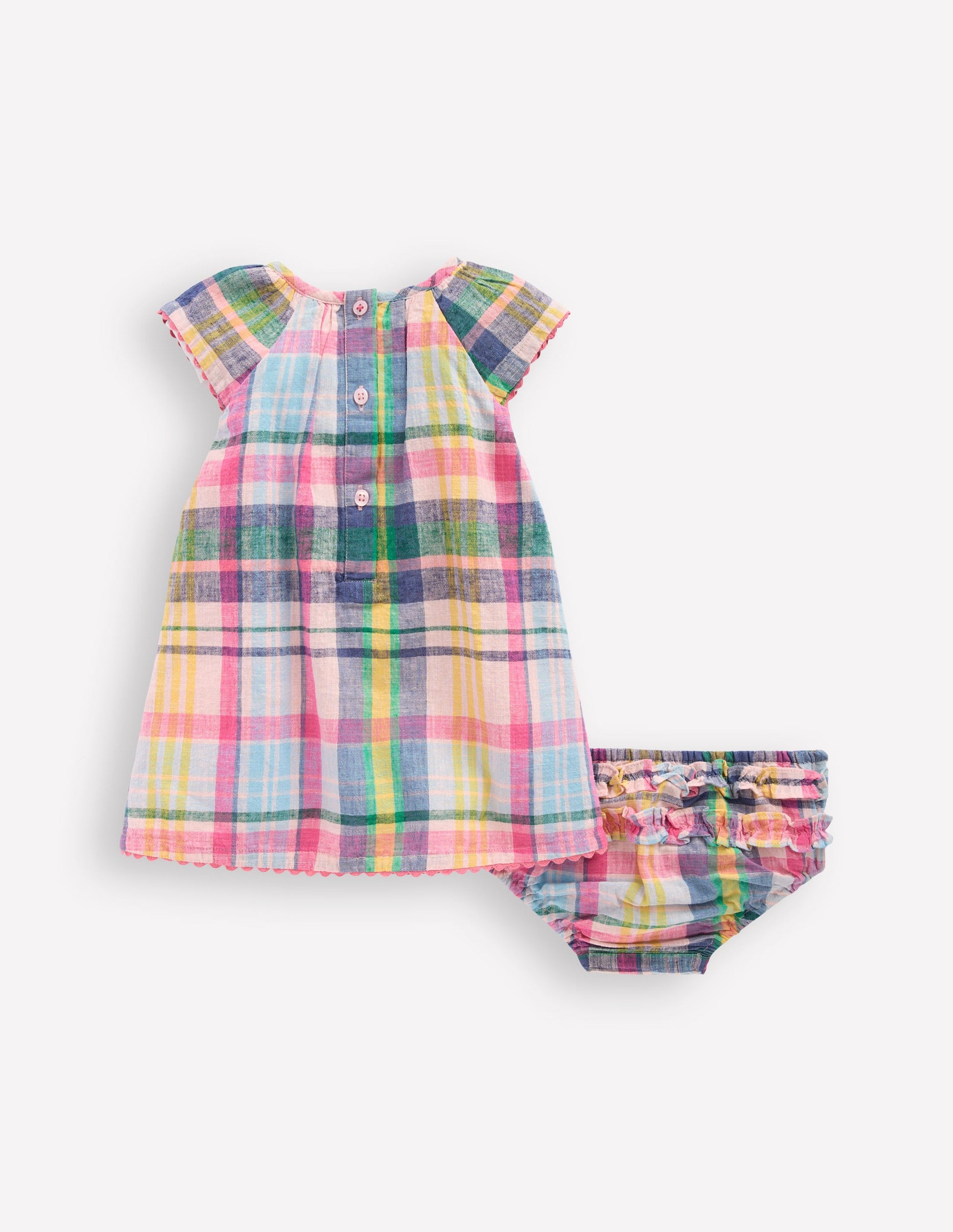 Robe aérienne froncée-Écossais Madras-2