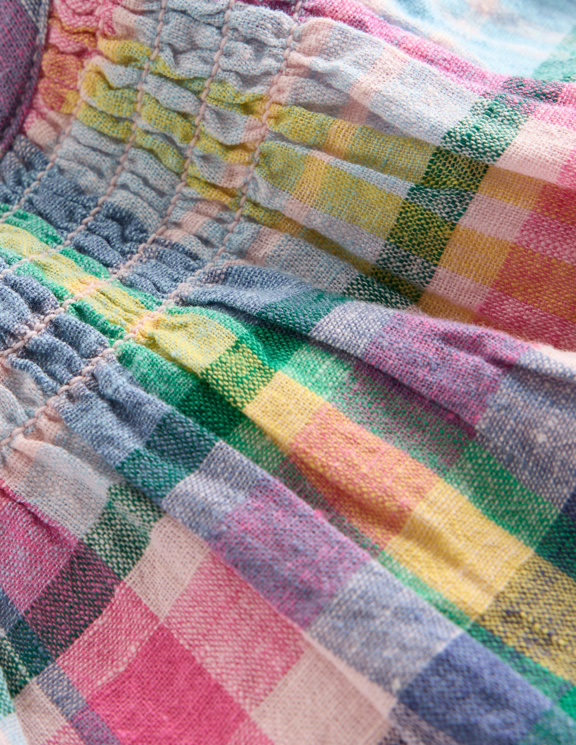 Robe aérienne froncée-Écossais Madras-3