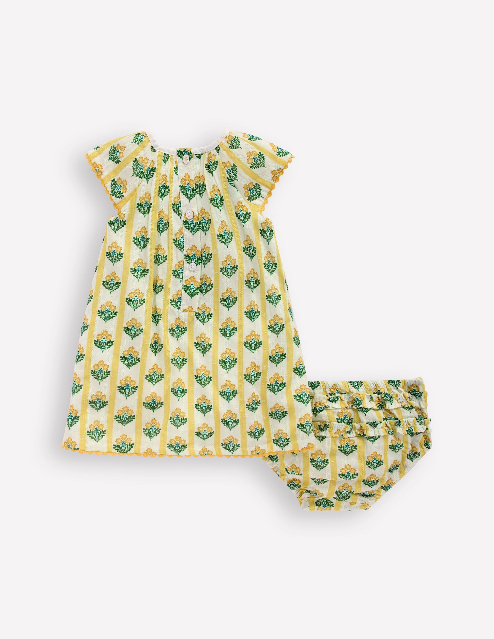 Fließendes, gerafftes Kleid-Gelb Blütenstängel-2