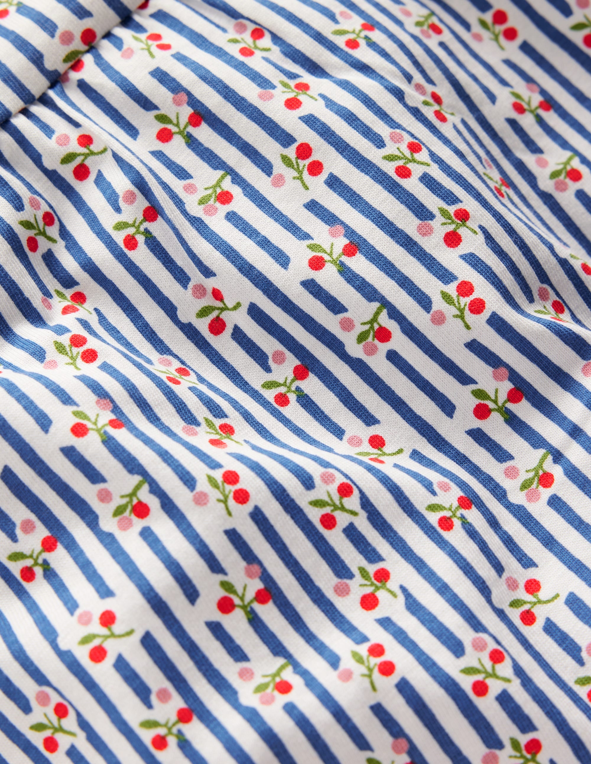Gathered Jersey Dress-Bluejay Cherry Stripe - Image 3