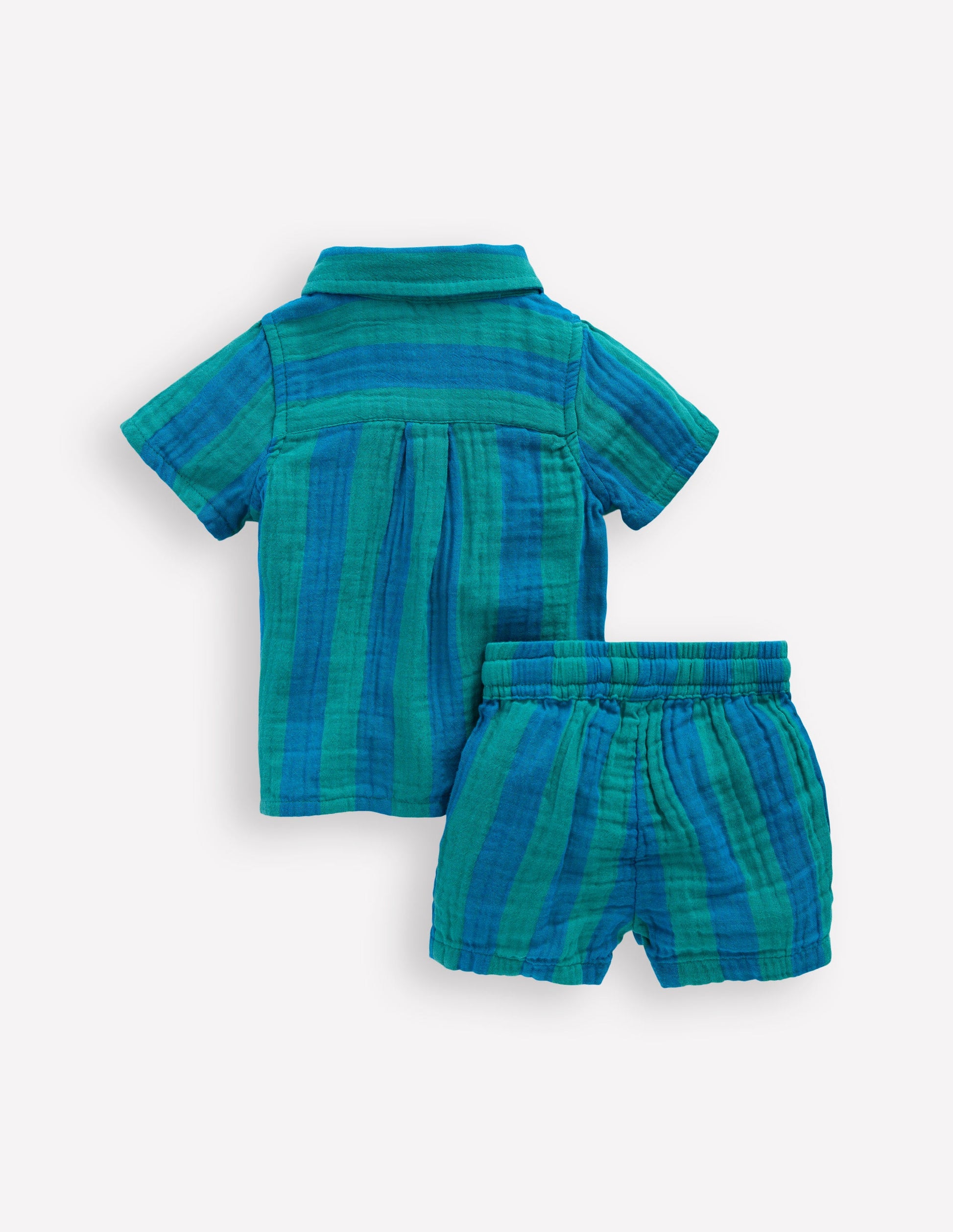 Spielset mit gewebtem Hemd-Blau und Grün Streifen-2