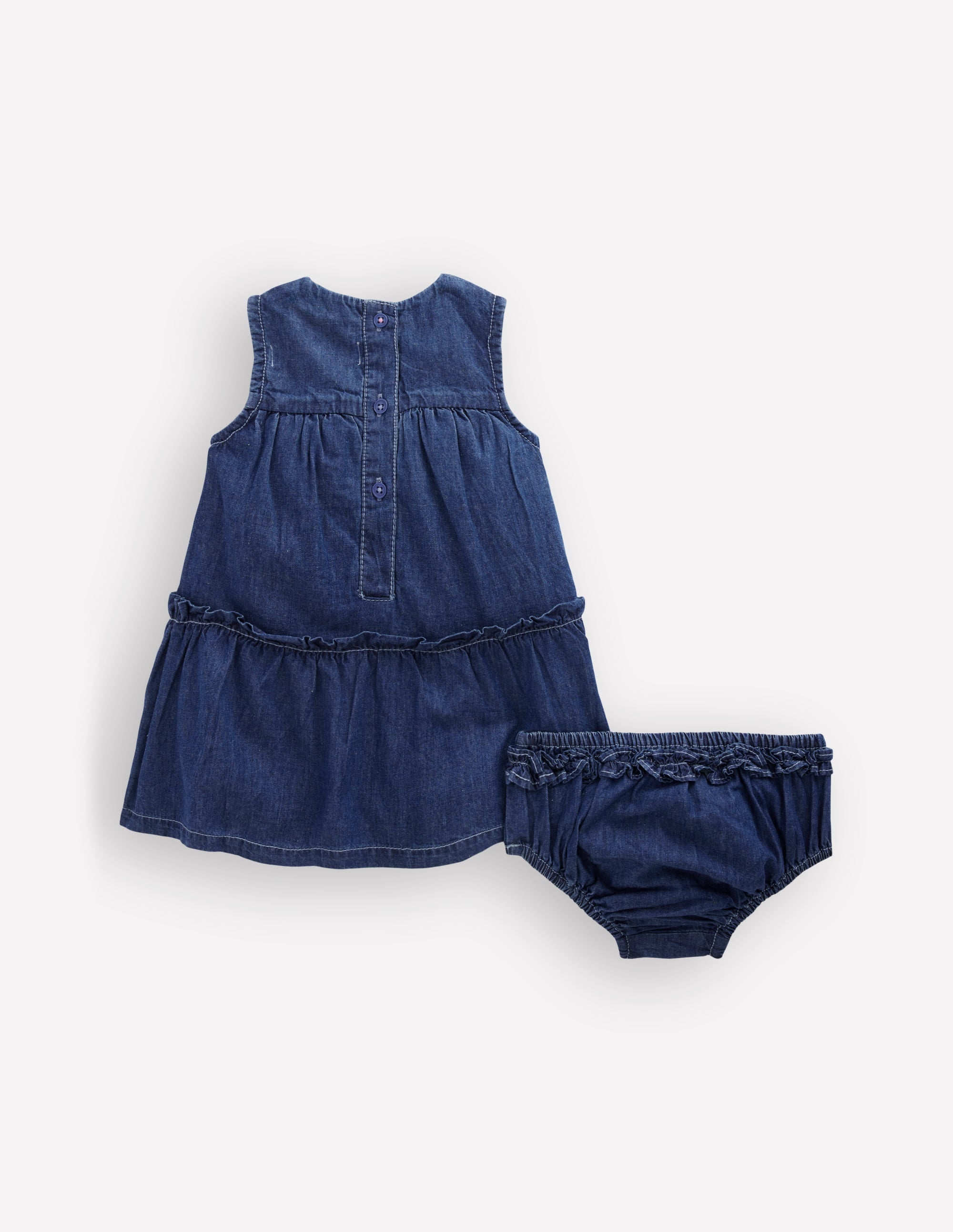 Gestuftes Rüschenkleid-Faux-Uni, Stickerei - Image 2