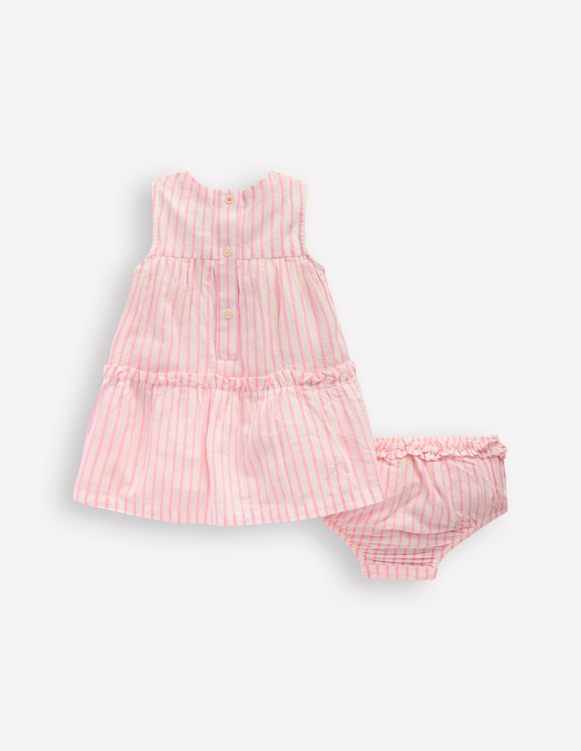 Gestuftes Rüschenkleid-Rosa Bestickt Streifen - Image 2