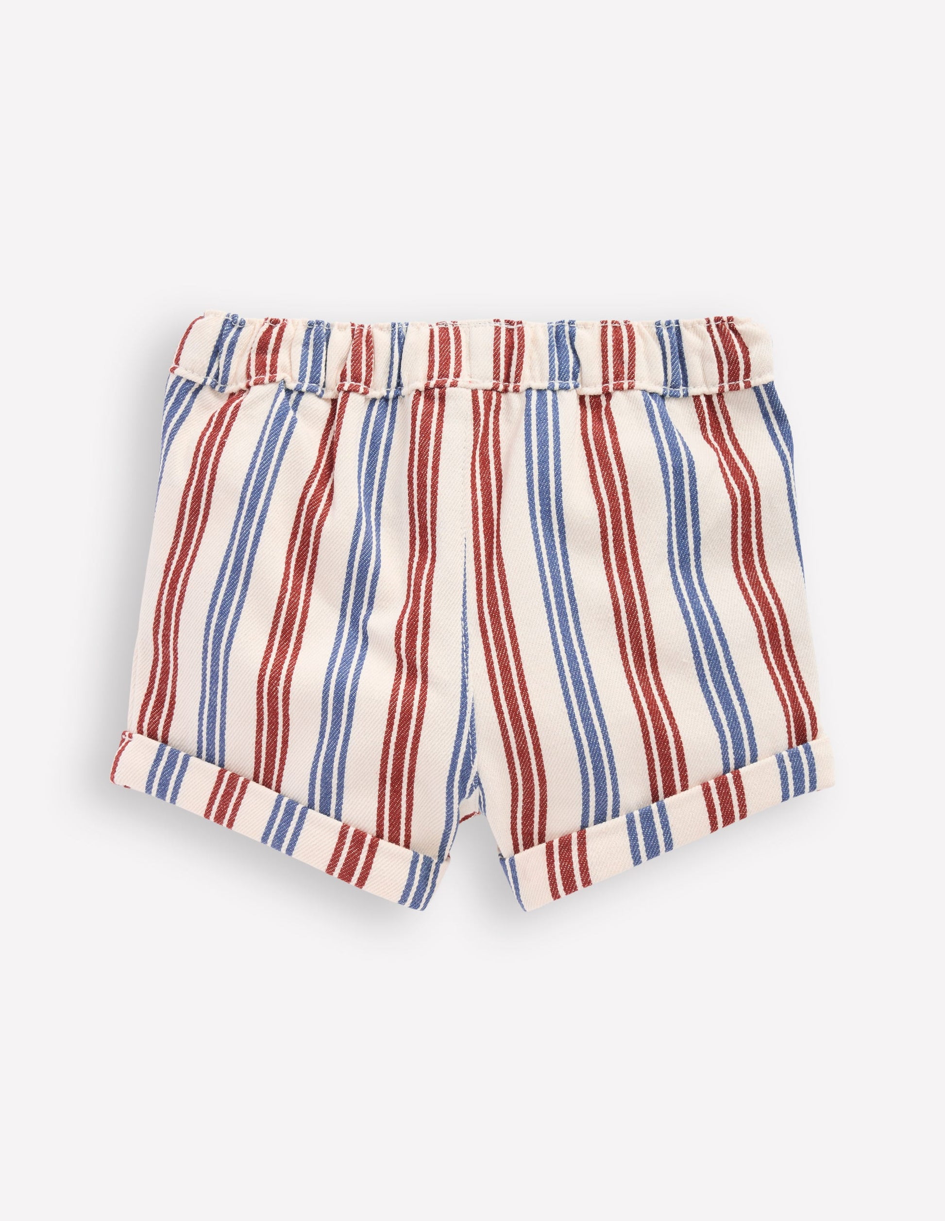 Boys Woven Shorts-Blue and Red Stripe-2