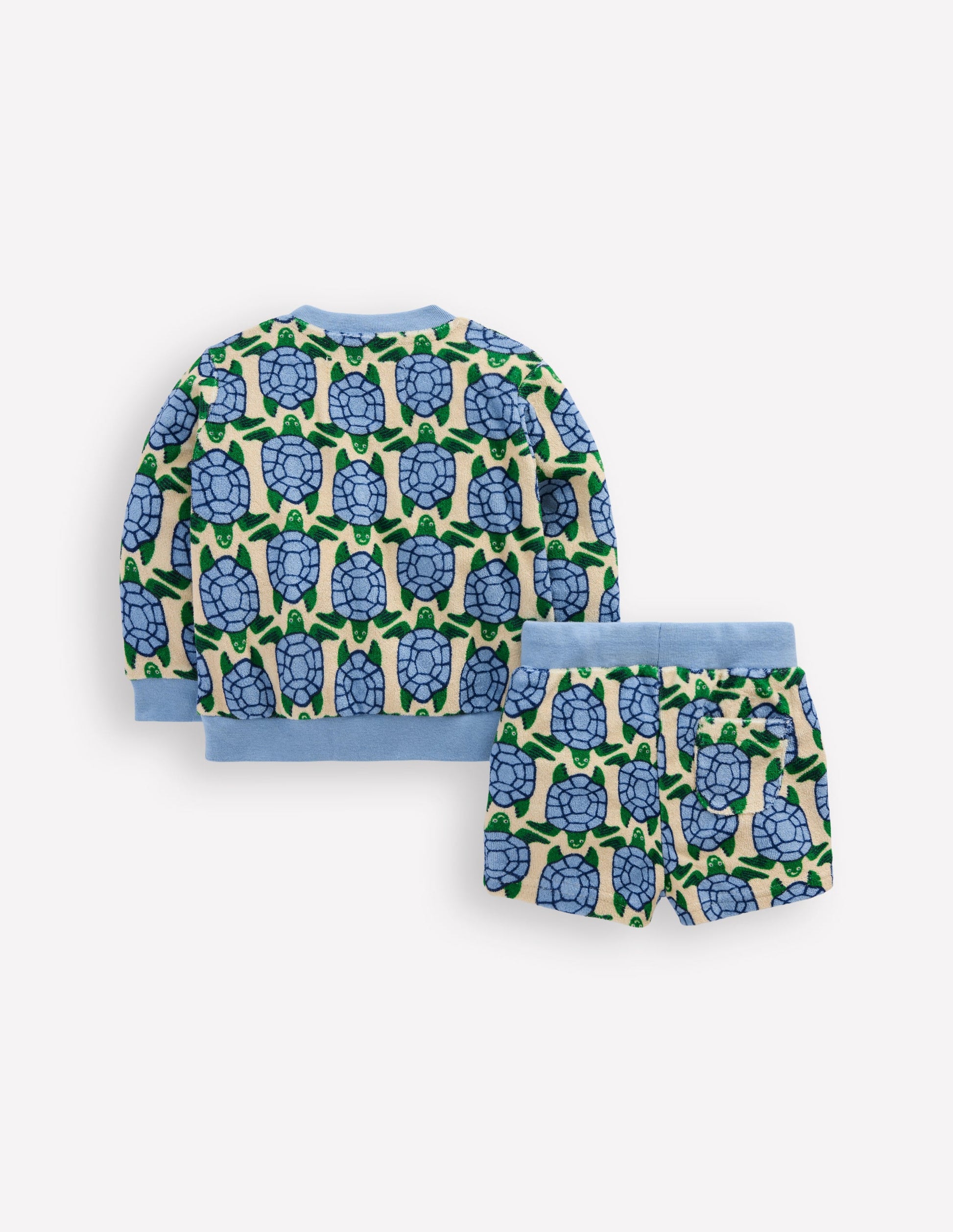 Printed Towelling Play Set-Blue Geo Turtles-2