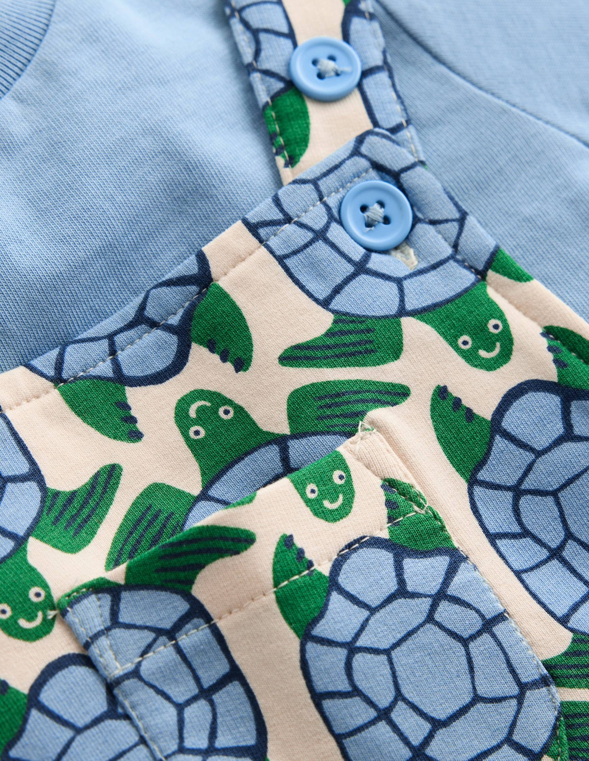 Jersey-Set mit kurzer Latzhose-Blau Geo Schildkröten - Image 3