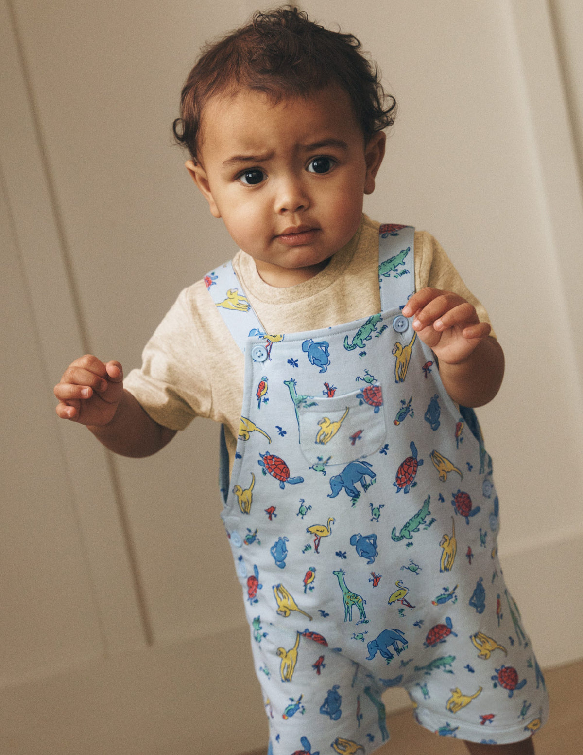 Jersey Short Dungaree Set-Blue Multi Jungle Animals - Image 4