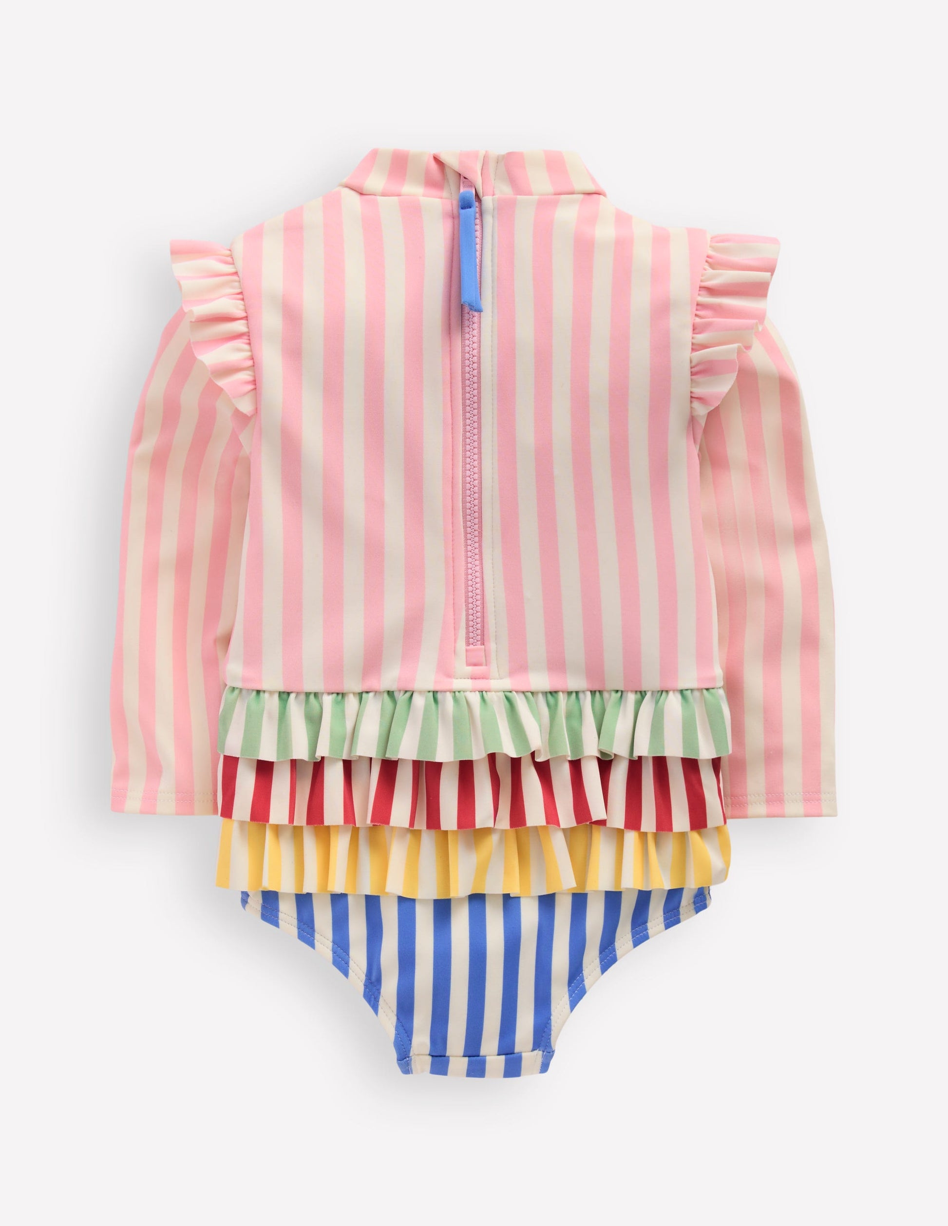 Long Sleeve Frill Swimsuit-Hotchpotch Stripe-2
