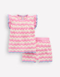 Spielset aus Pointelle-Strick-Rosa Welle