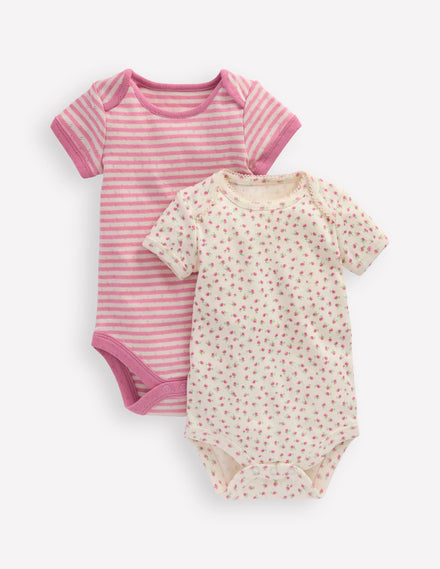 Pointelle-Bodys im 2er-Pack-Kleines Rosenmuster