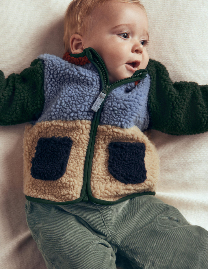 Cosy Borg Jacket-Colourblock