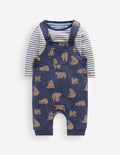 Latzhosen-Set aus Jersey-Marineblau Baby Bären