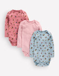Pointelle-Bodys im 3er-Pack-Rosa Blumenmuster