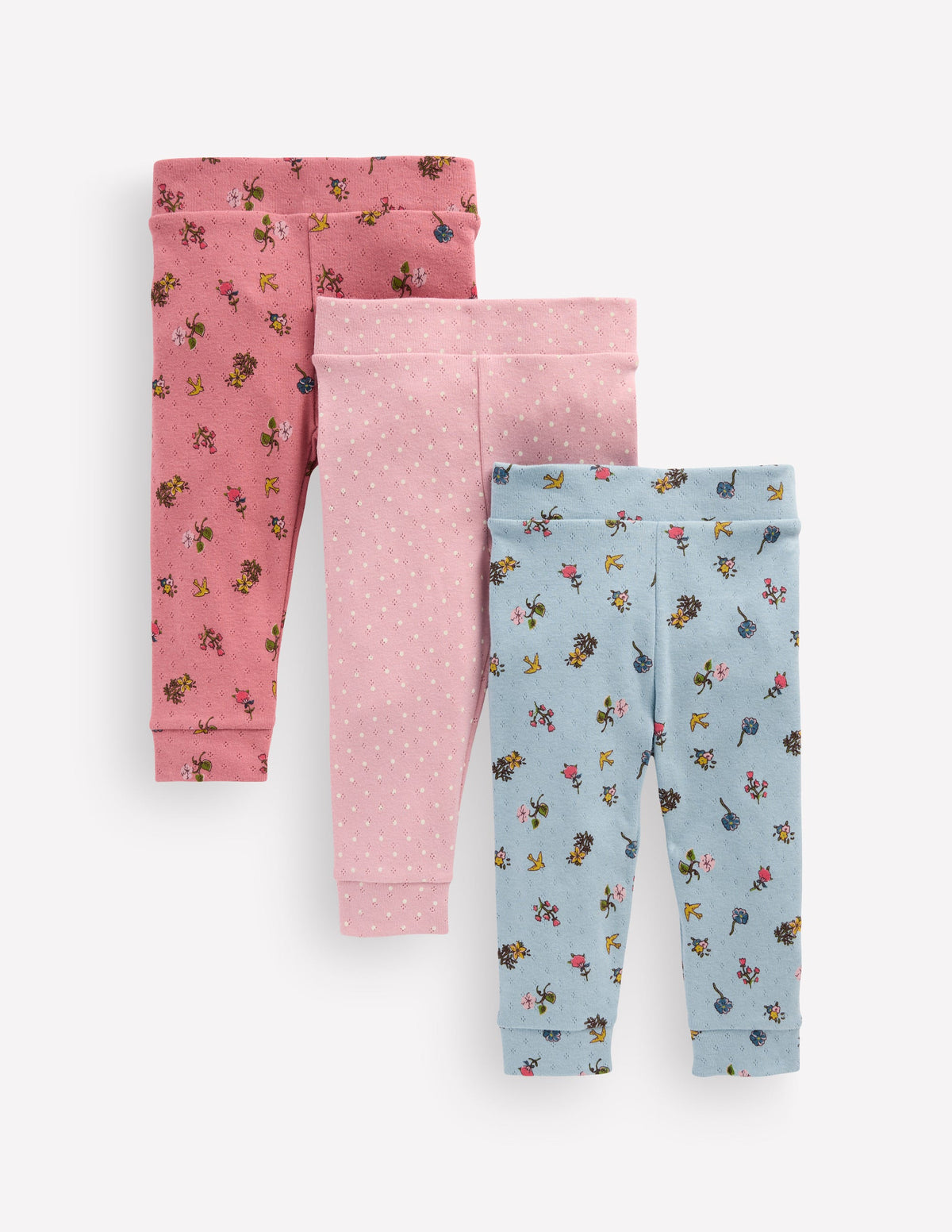 Pointelle-Leggings im 3er-Pack-Rosa Blumenmuster - Image 1