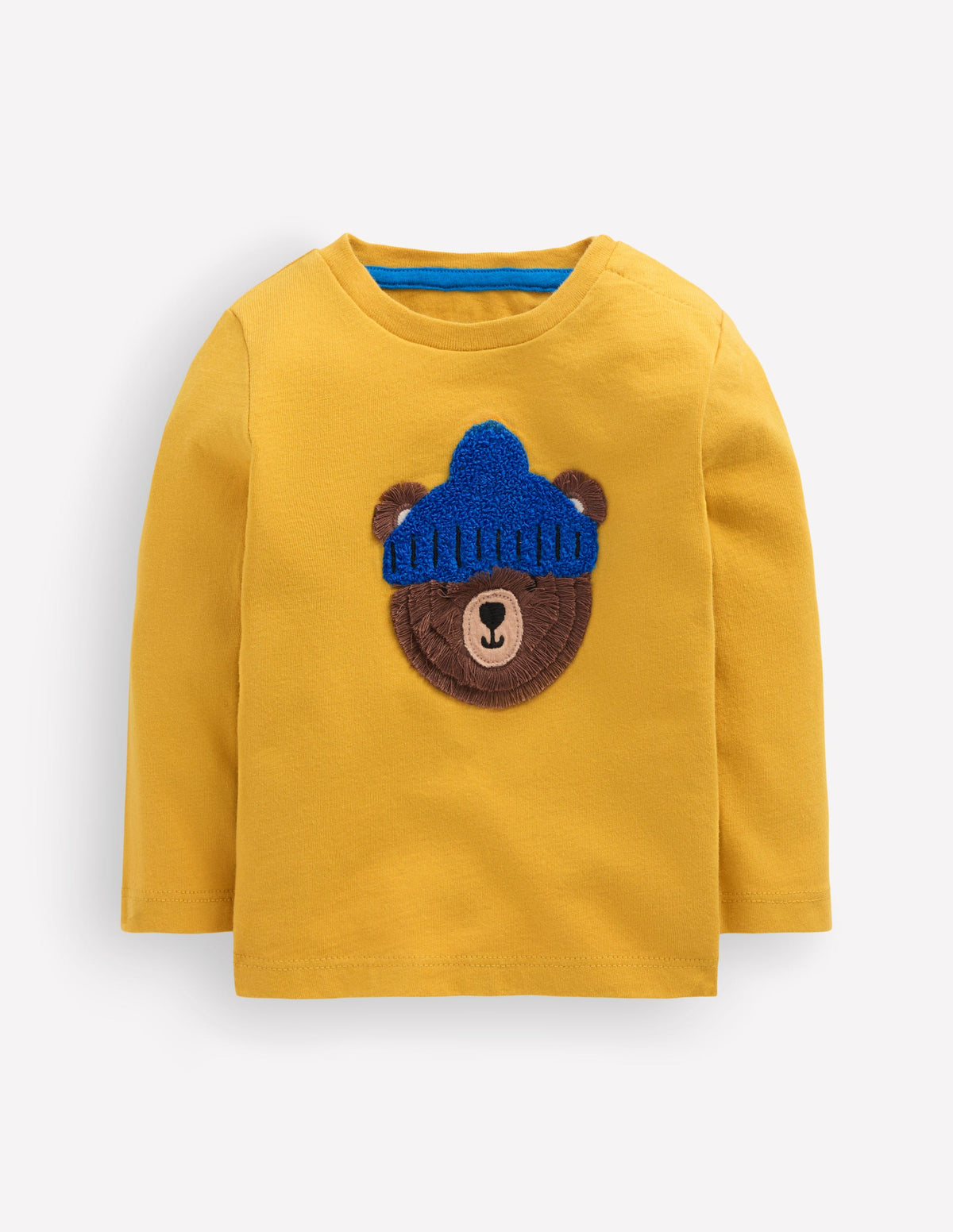 T-shirt manches longues à appliqué-Ours jaune canari - Image 1