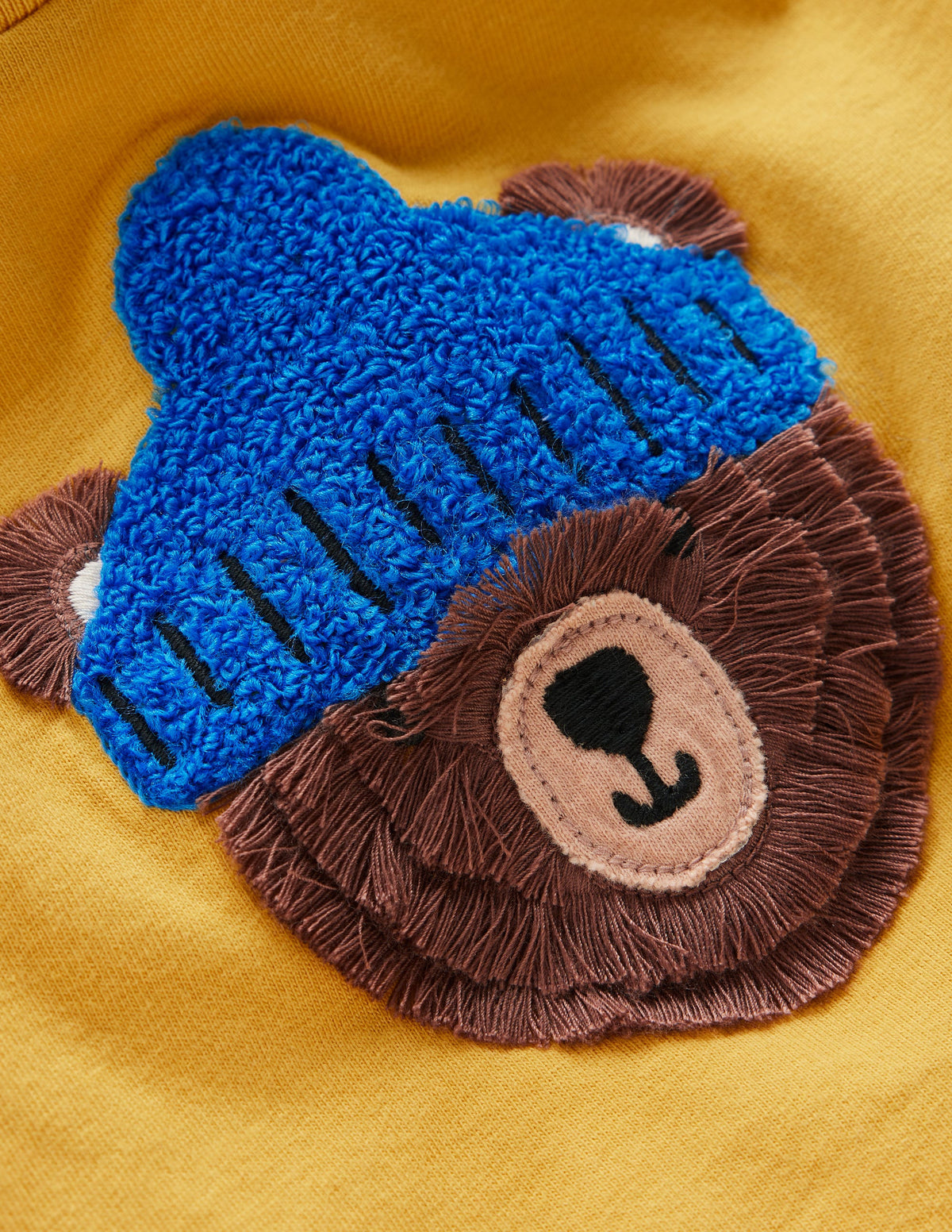 T-shirt manches longues à appliqué-Ours jaune canari - Image 2