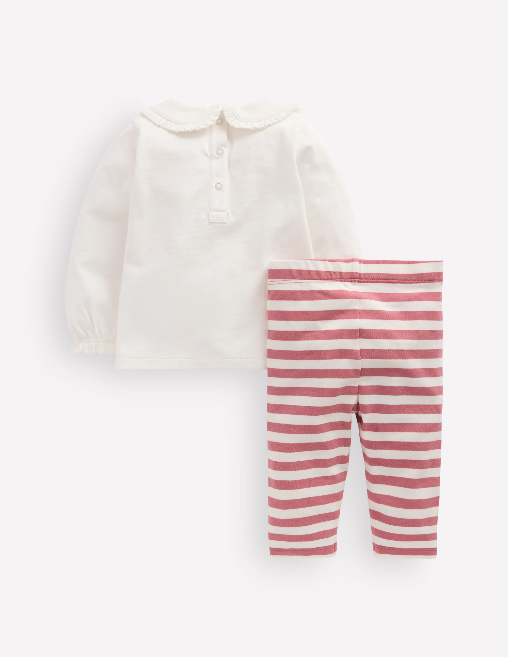 Jersey-Set mit Kragen-Naturweiß/Rosa Bestickt - Image 2