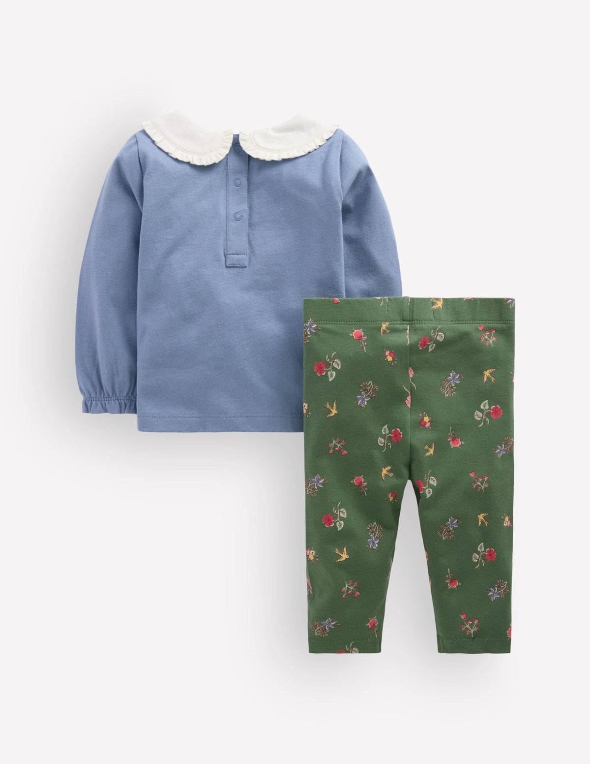 Jersey-Set mit Kragen-Französischblau & Grünes Blumenmuster - Image 3