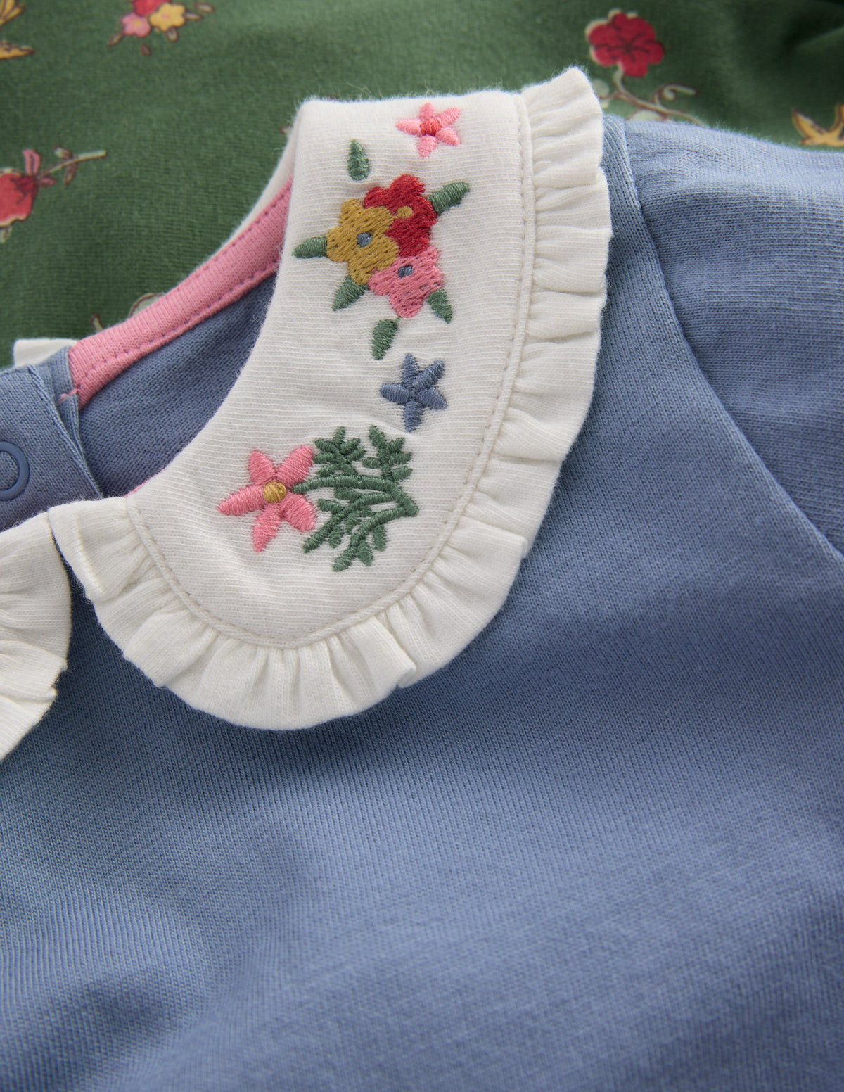 Jersey-Set mit Kragen-Französischblau & Grünes Blumenmuster - Image 2