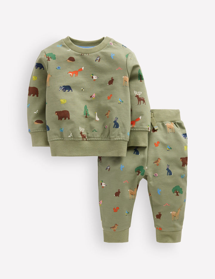 Sweatshirt-Spielset-Grün Waldtiere