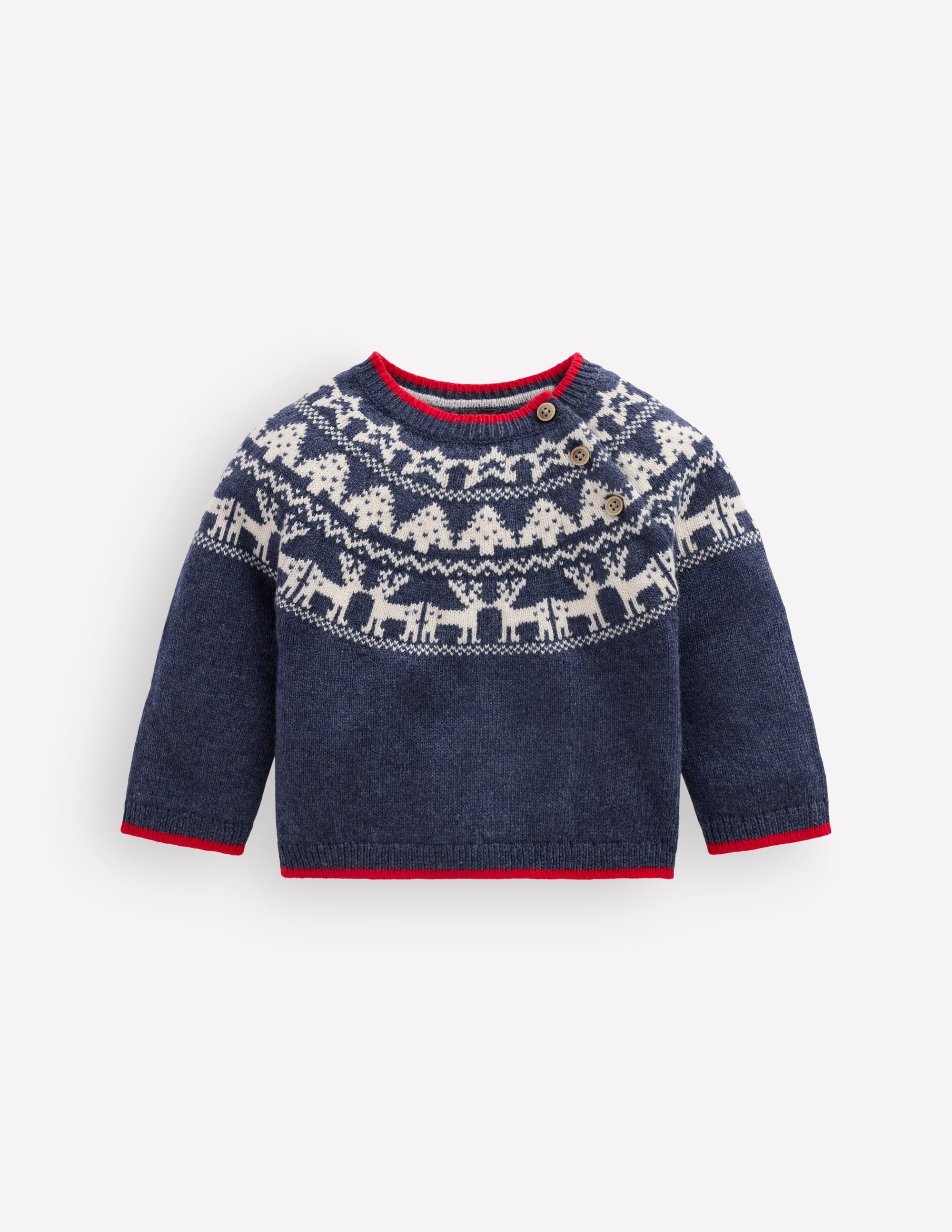 Fair-Isle-Pullover-Schuluniform-Marineblau Meliert Festlich - Image 1