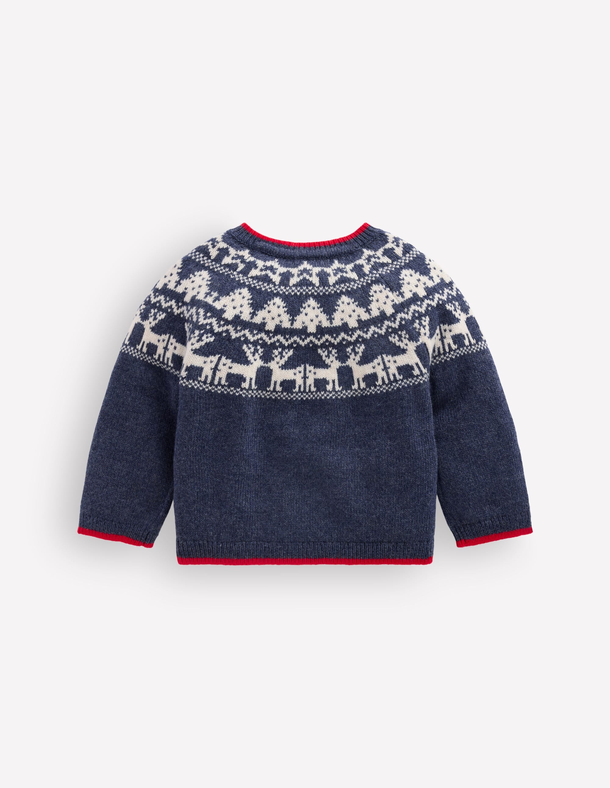 Fair-Isle-Pullover-Schuluniform-Marineblau Meliert Festlich - Image 2