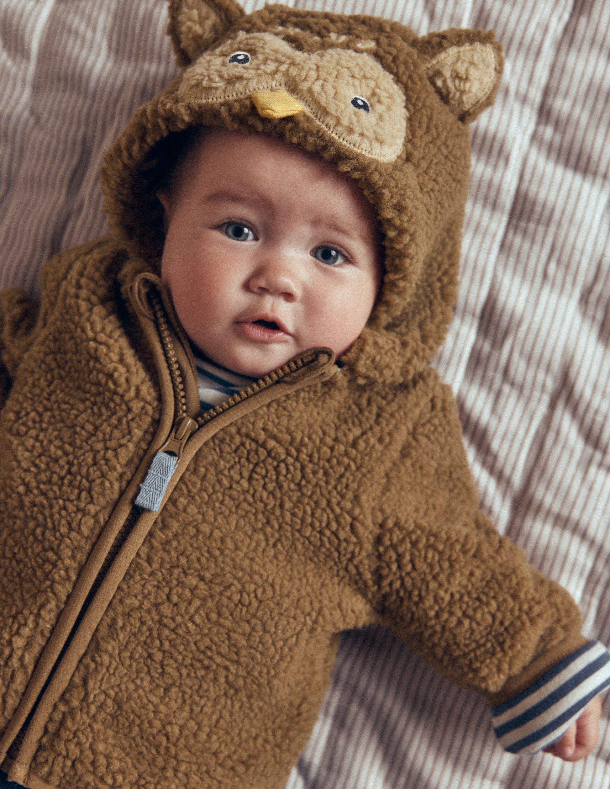 Originelle, kuschelige Teddyfell-Jacke-Braun Eule-1