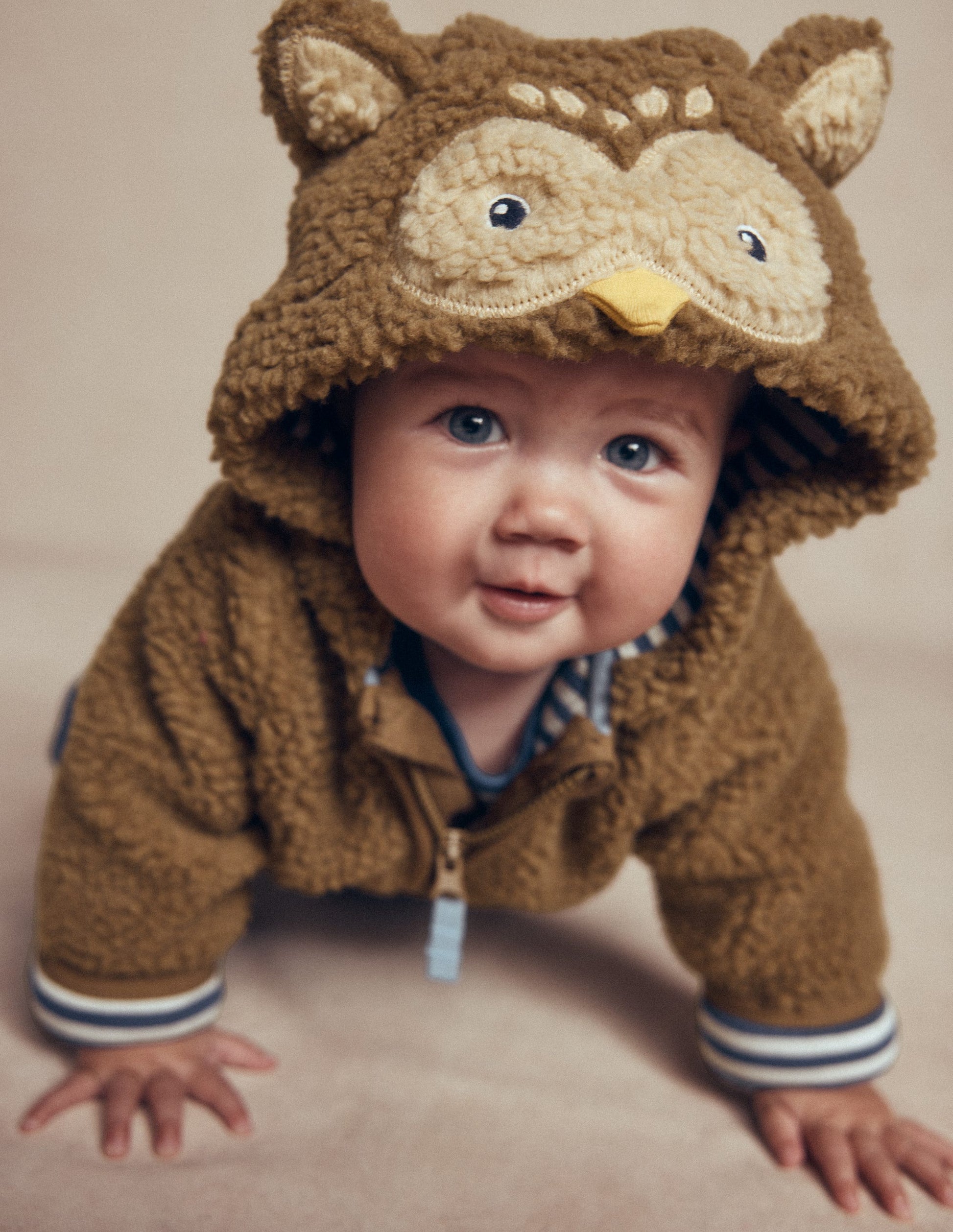 Originelle, kuschelige Teddyfell-Jacke-Braun Eule-3