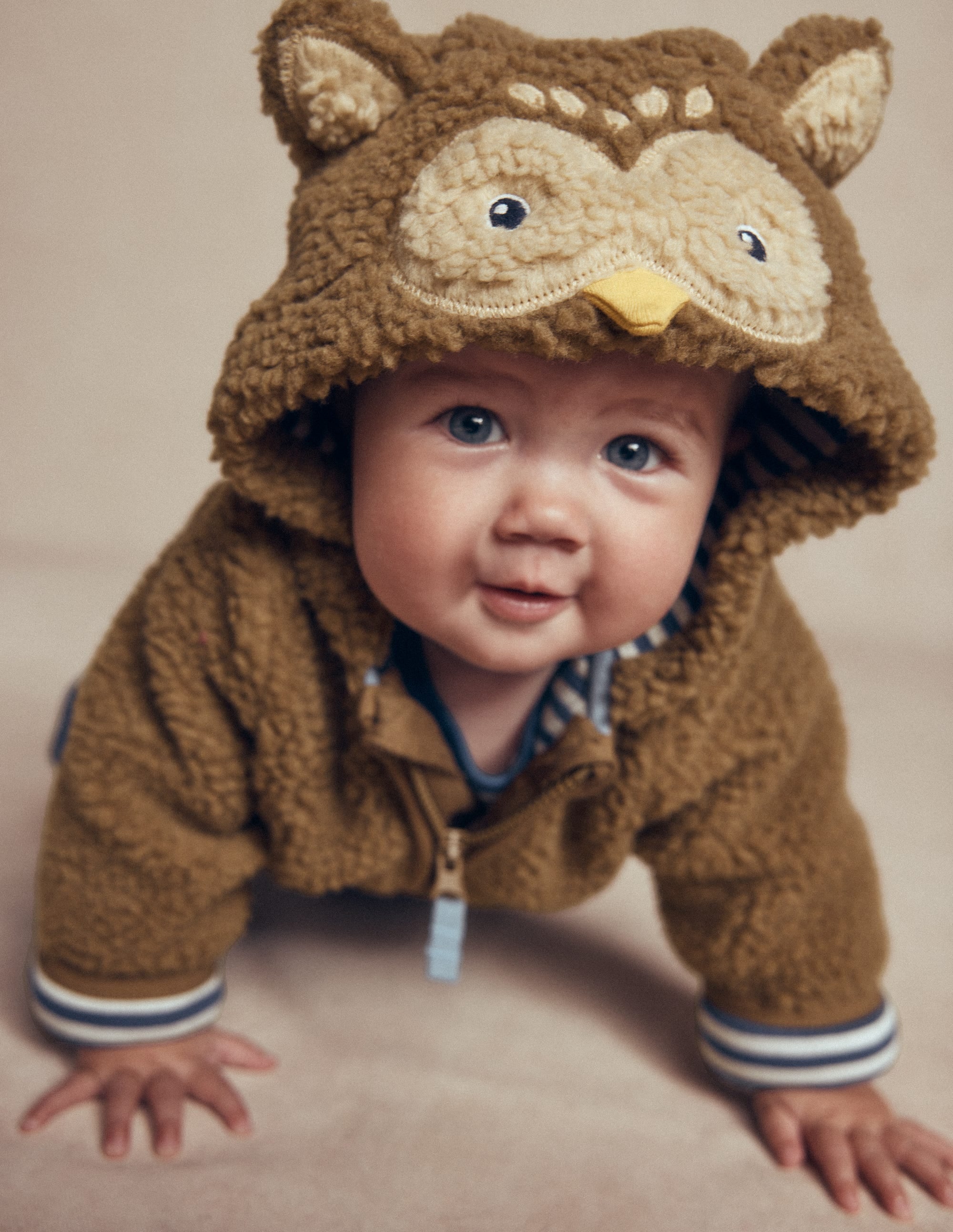 Originelle, kuschelige Teddyfell-Jacke-Braun Eule - Image 3