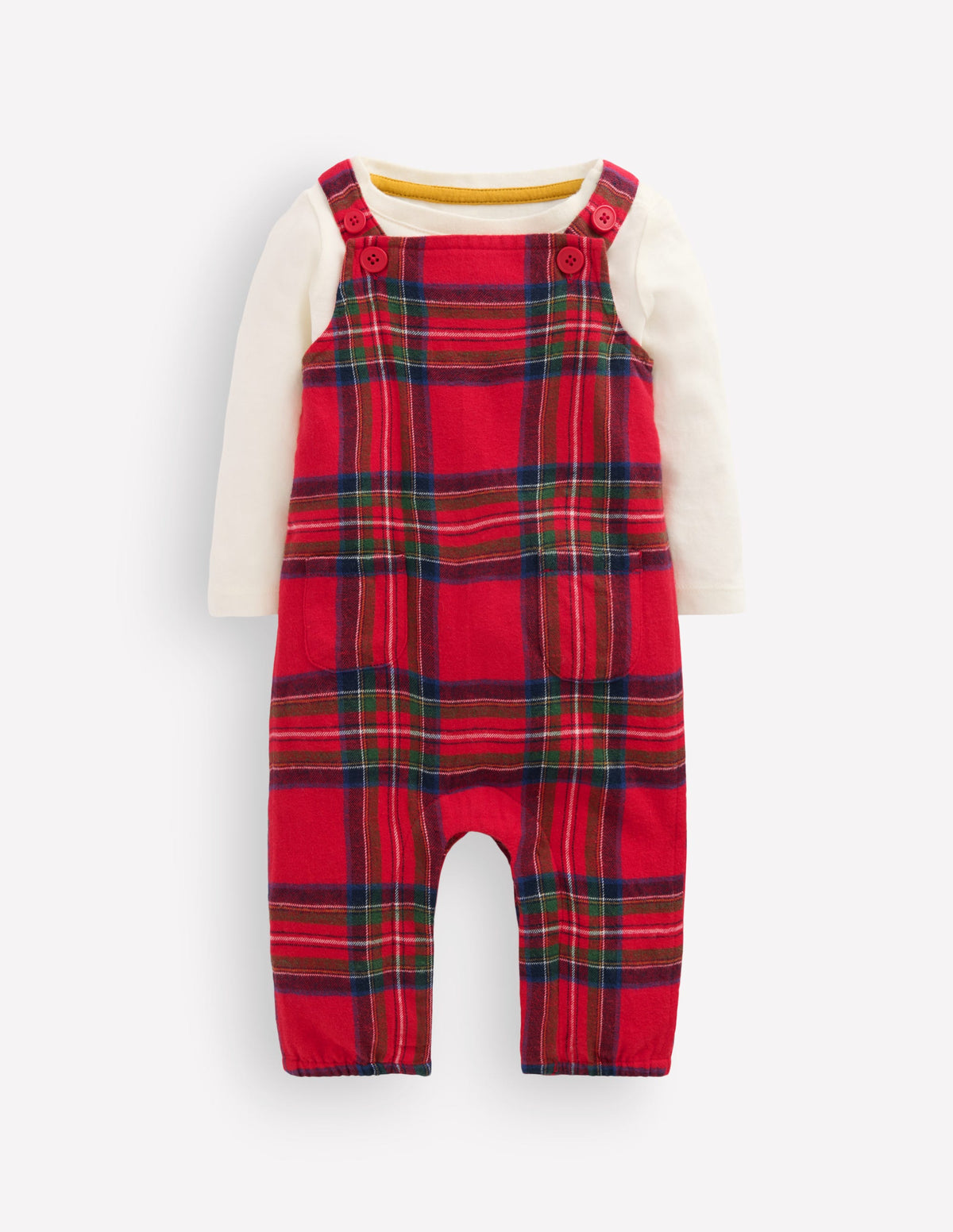 Strampler-Set mit Taschen vorn-Rot Familienkaro - Image 1