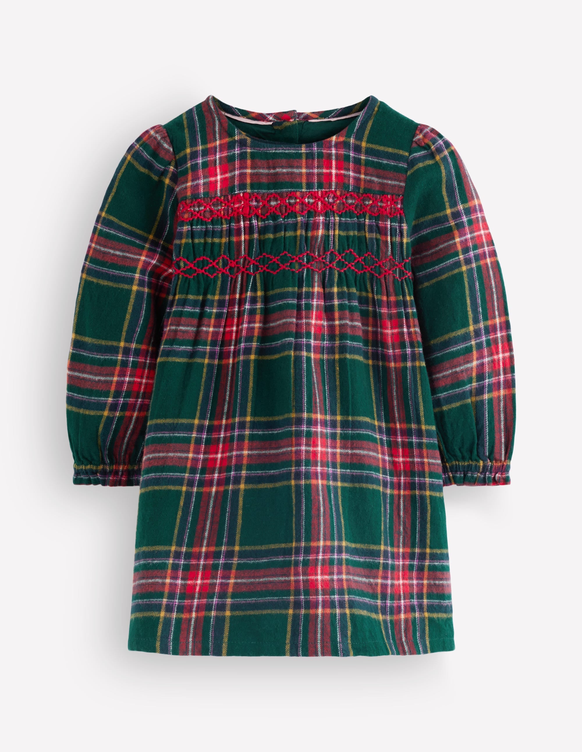 Robe de cérémonie à smocks-Carreaux traditionnels vert - Image 6
