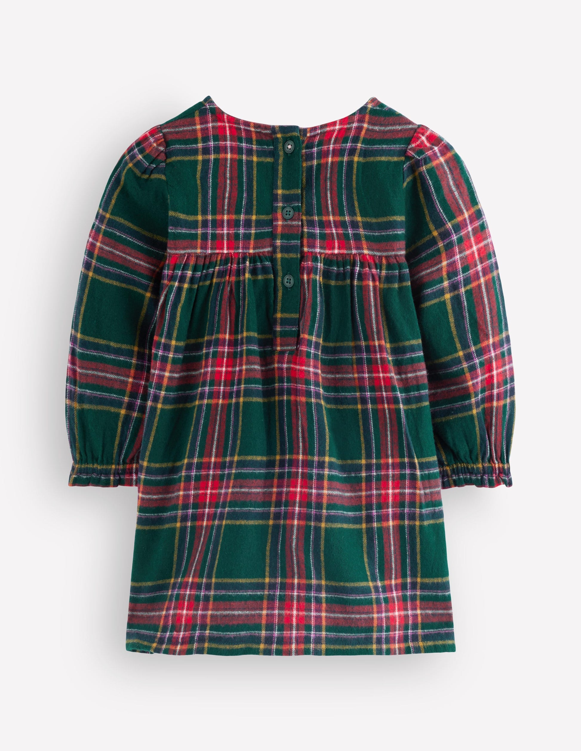 Robe de cérémonie à smocks-Carreaux traditionnels vert-7