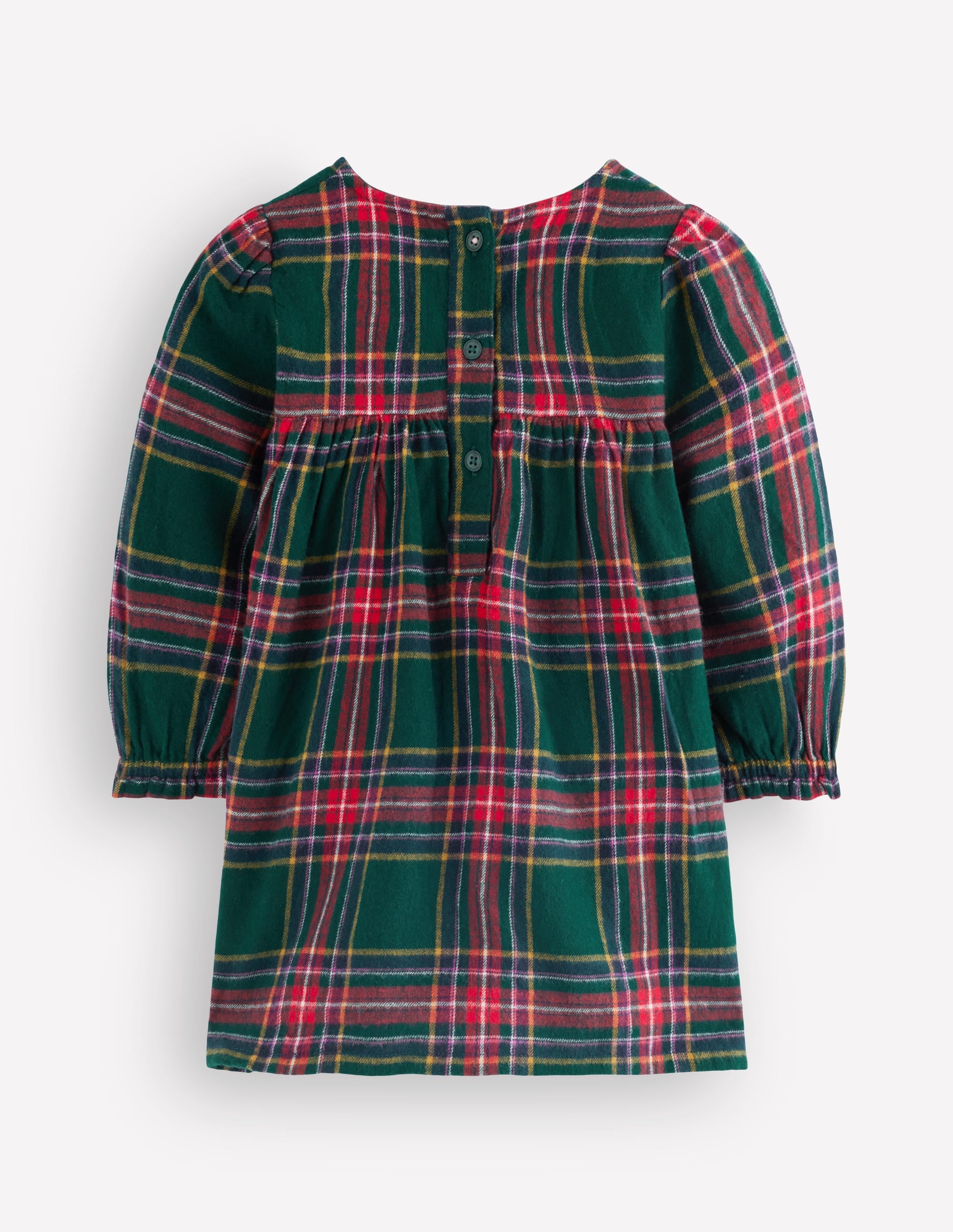 Robe de cérémonie à smocks-Carreaux traditionnels vert - Image 7