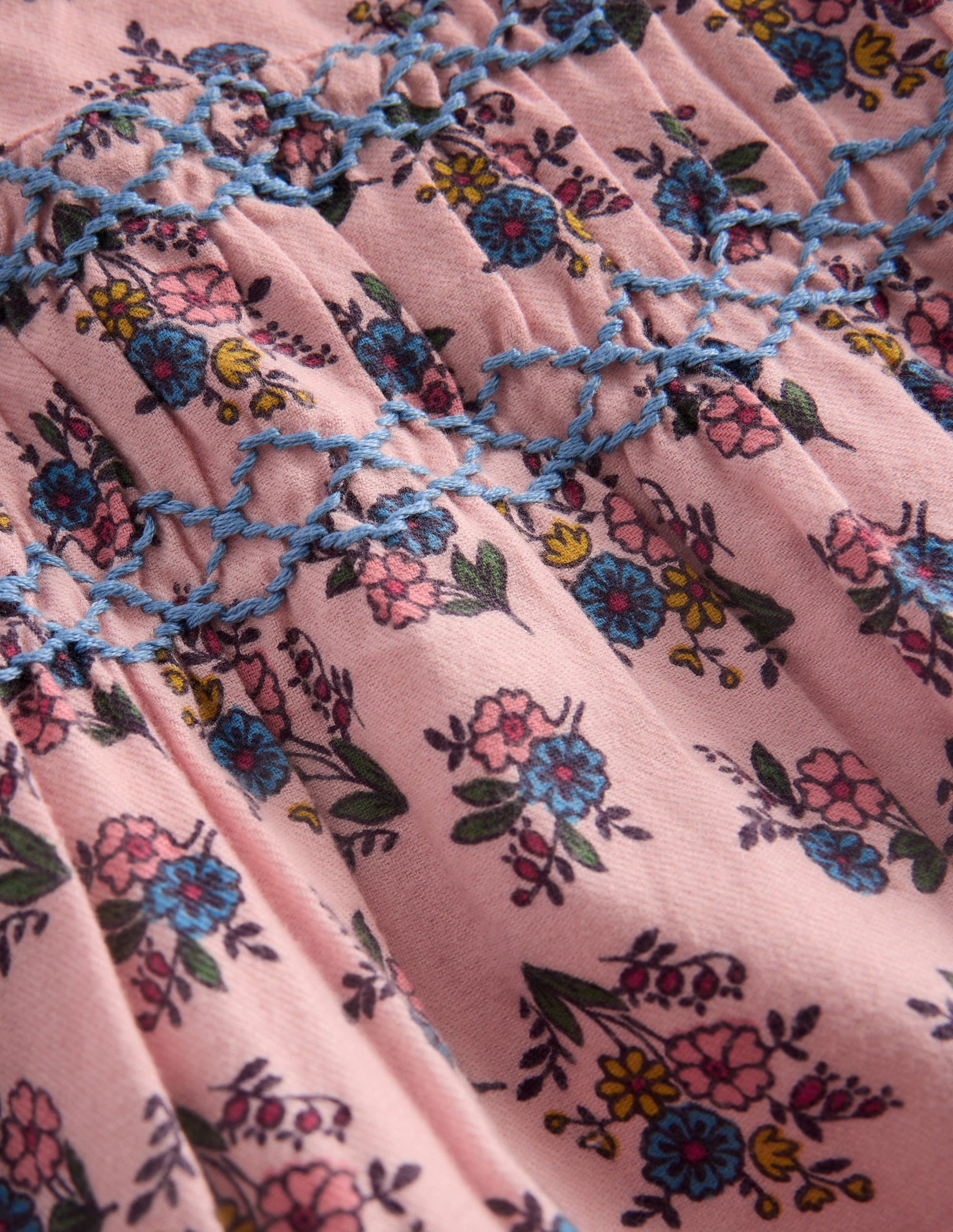 Robe de cérémonie à smocks-Motif Sprouting Garden rose-4