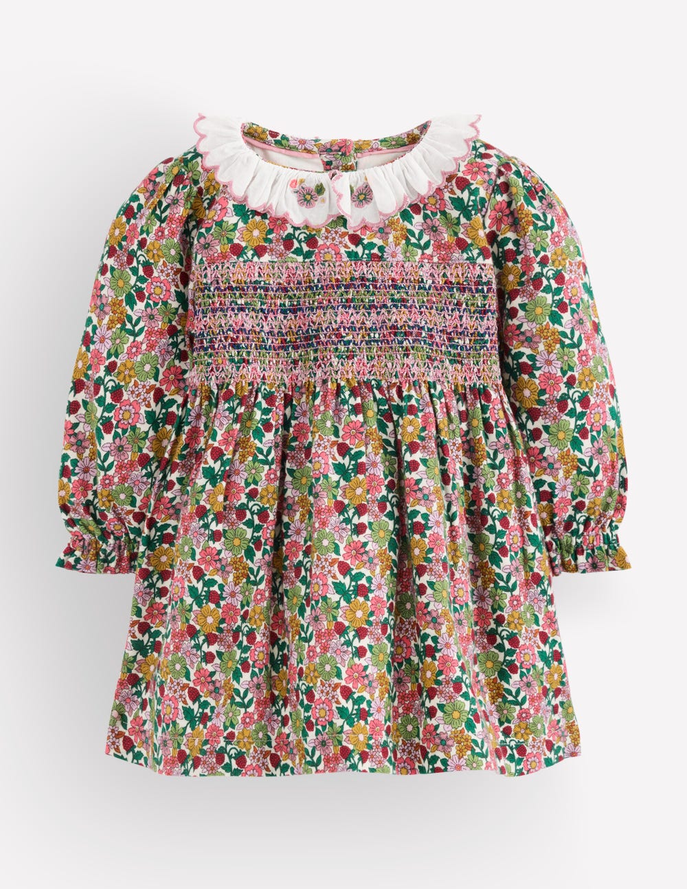 Gesmoktes Partykleid-Bunt Blumenmuster-1