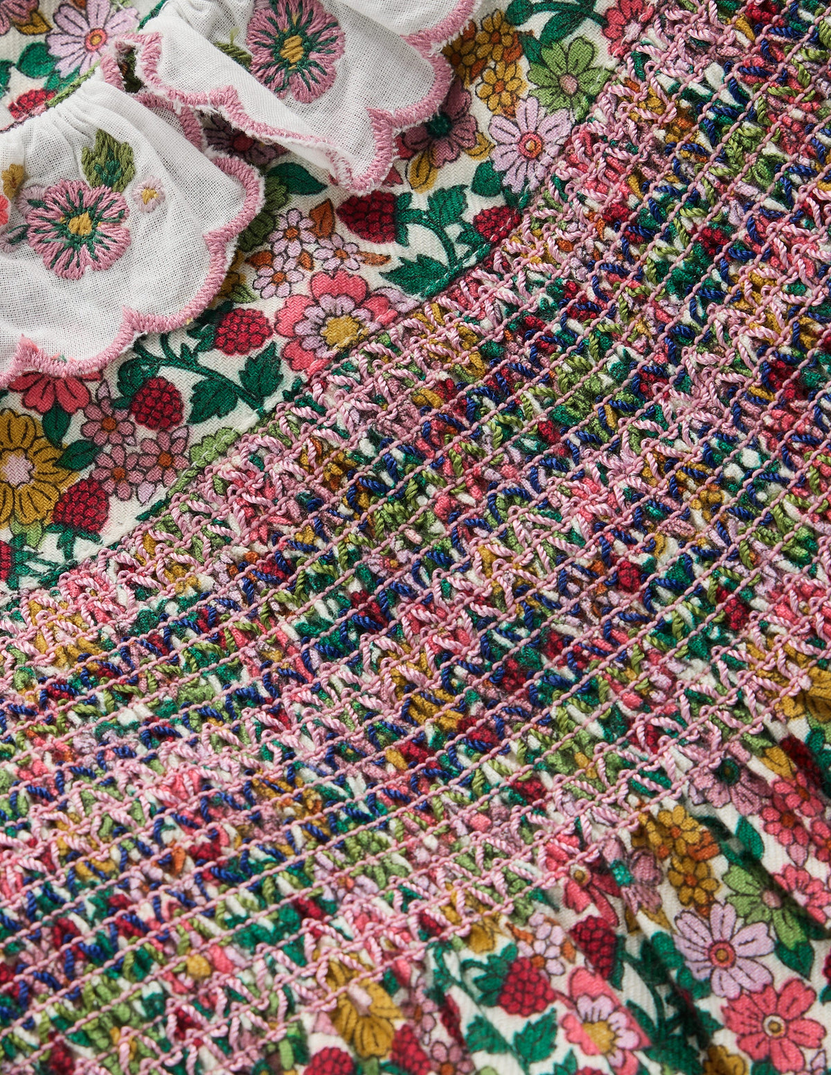 Gesmoktes Partykleid-Bunt Blumenmuster-2