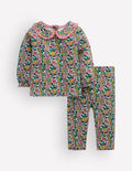 Sweatshirt-Set mit hübschem Kragen-Himbeer Blumenmuster