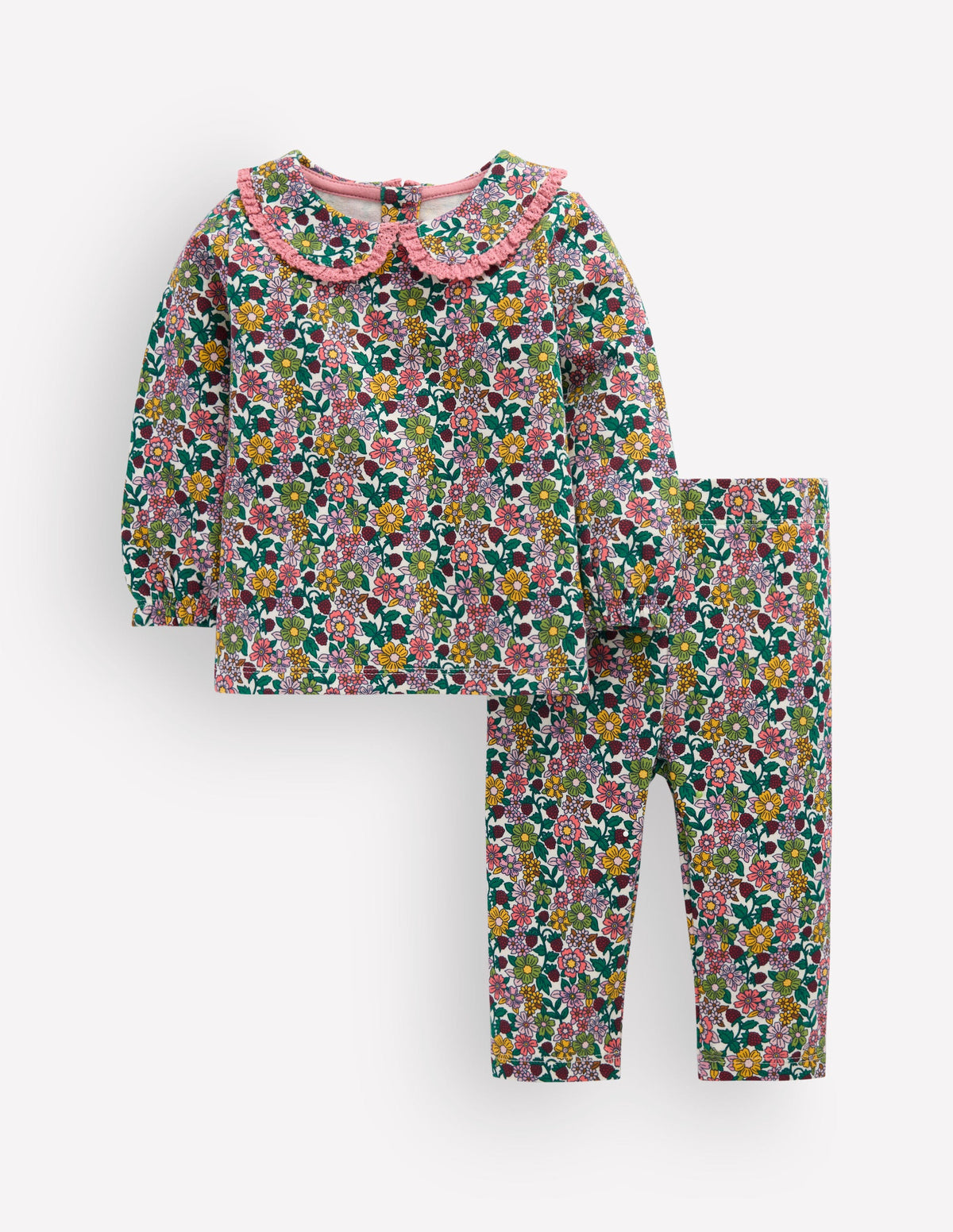 Sweatshirt-Set mit hübschem Kragen-Himbeer Blumenmuster - Image 1