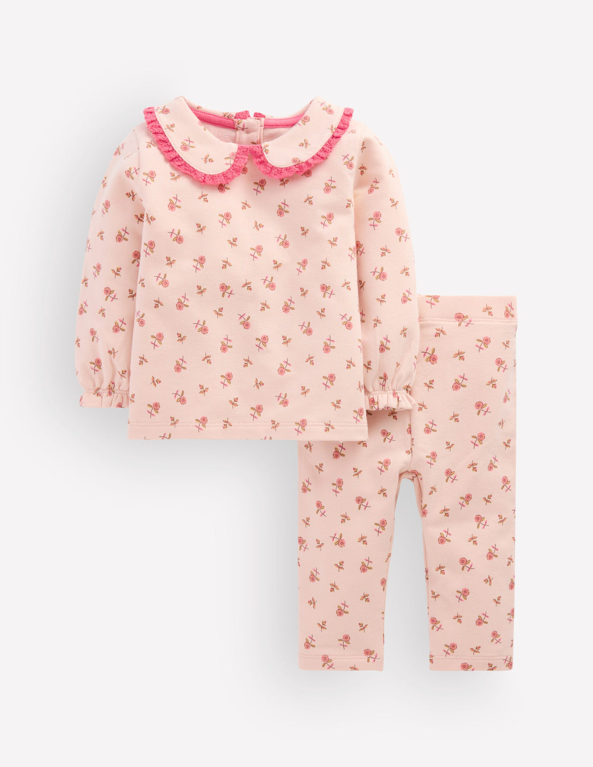 Sweatshirt-Set mit hübschem Kragen-Botanisch Rosa Kleines Blumenmuster - Image 3
