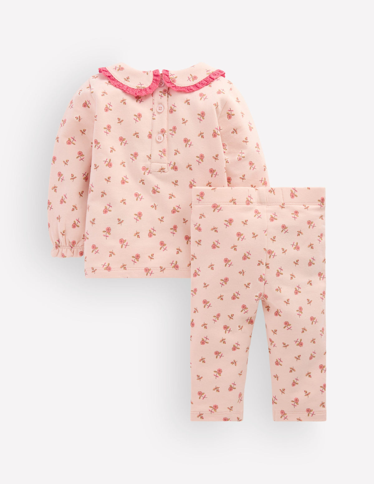 Sweatshirt-Set mit hübschem Kragen-Botanisch Rosa Kleines Blumenmuster - Image 4