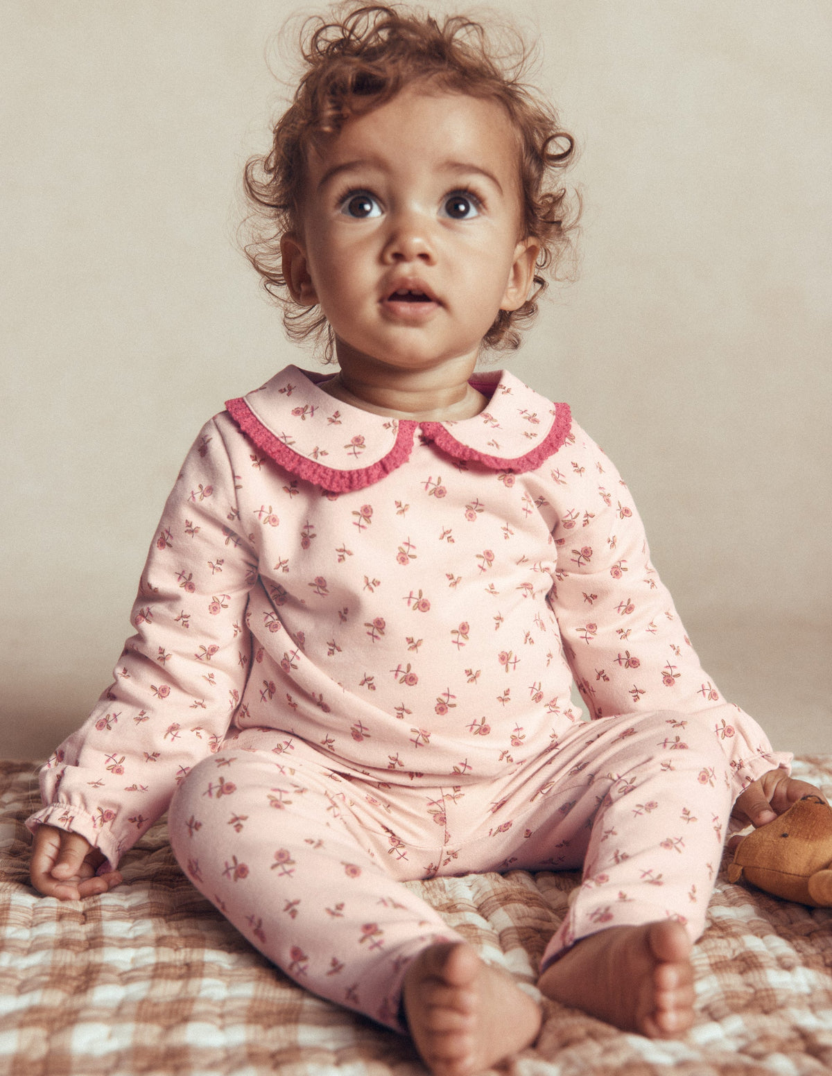 Sweatshirt-Set mit hübschem Kragen-Botanisch Rosa Kleines Blumenmuster - Image 1