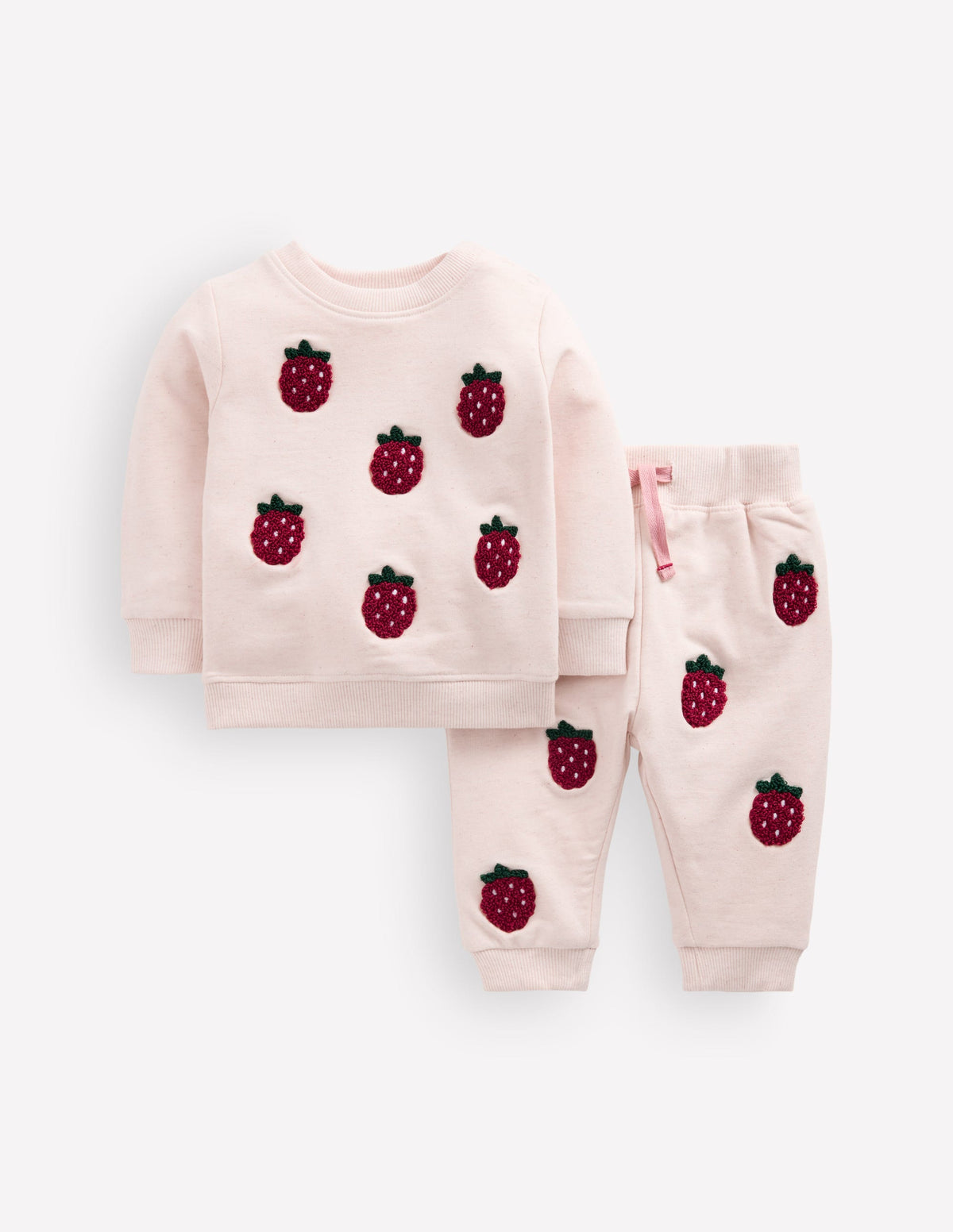 Sweatshirt-Set mit Applikation-Haferbeige Himbeeren-1