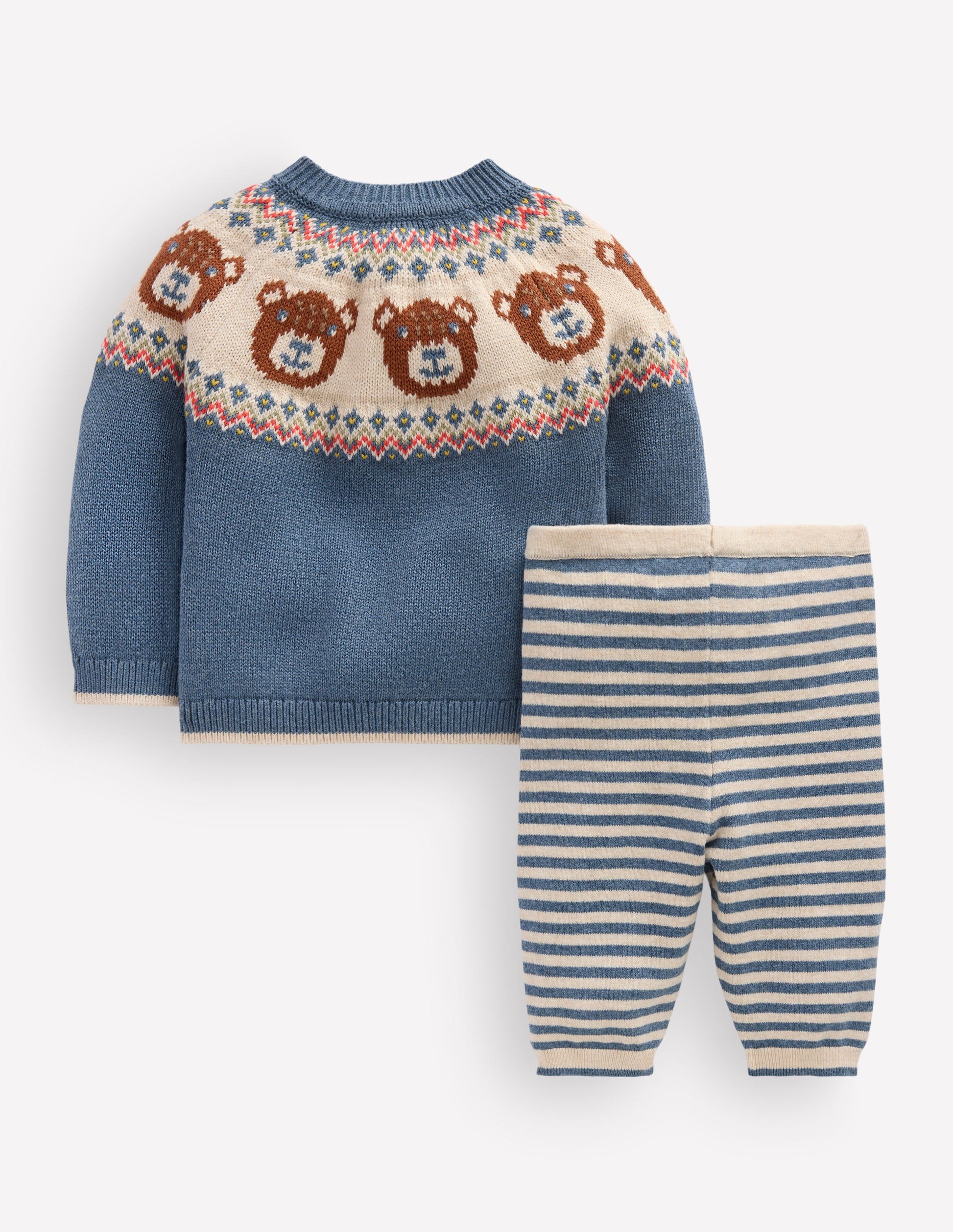 Spielset aus Fair-Isle-Strick-Denim-Blau Bären Fair-Isle-2