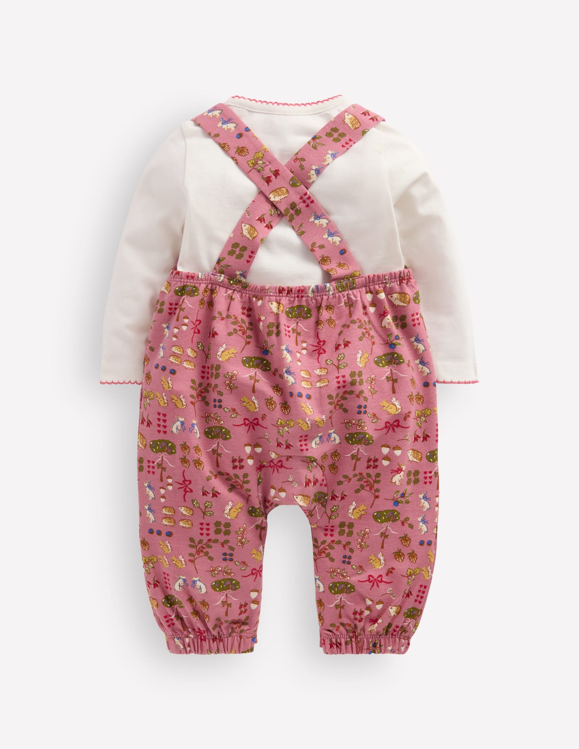 Latzhosen-Set aus Jersey-Rosa Wald-2