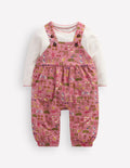 Latzhosen-Set aus Jersey-Rosa Wald