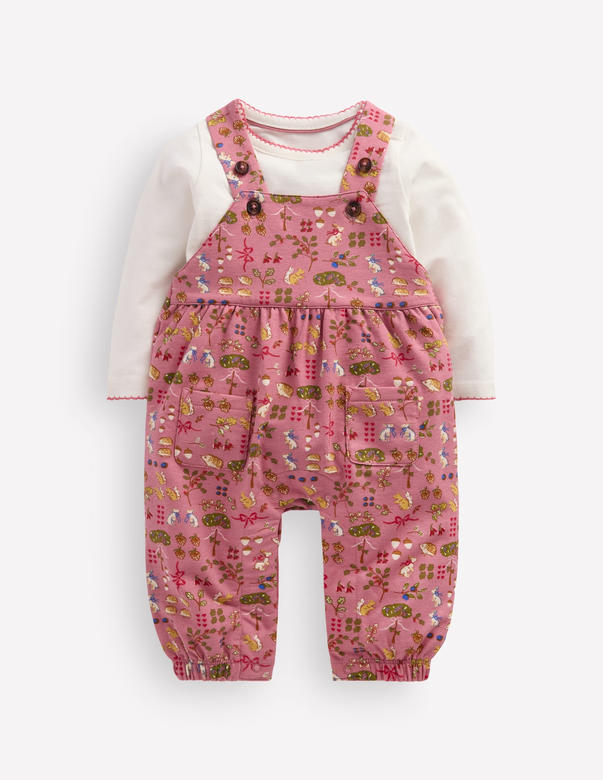 Latzhosen-Set aus Jersey-Rosa Wald - Image 1