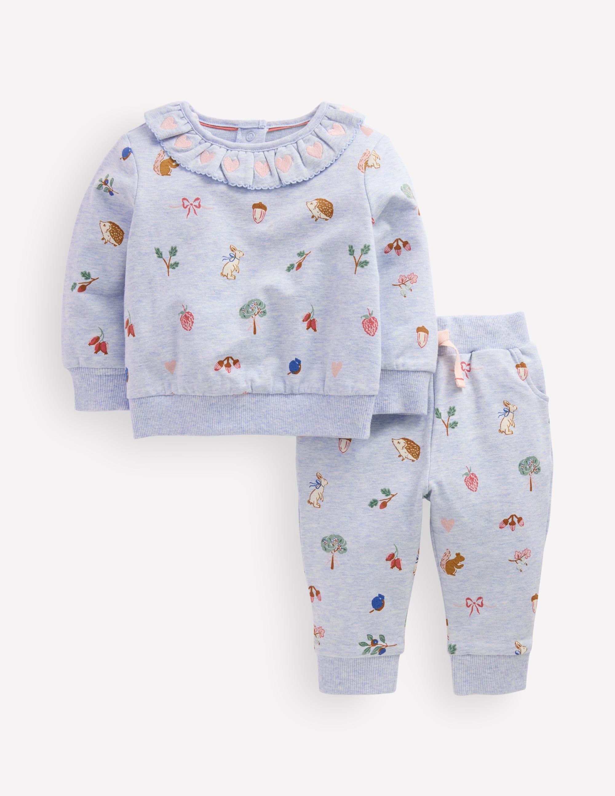Sweatshirt-Set mit Rüschenausschnitt-Blau Meliert - Image 1