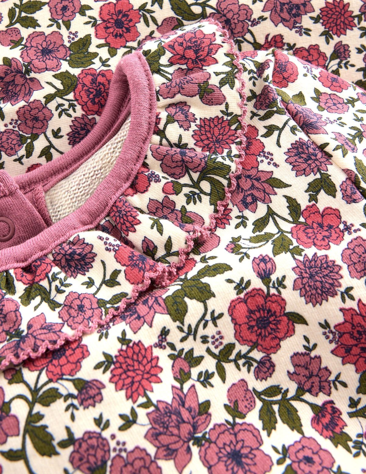 Ruffle Neck Sweatshirt Set-Vintage Pink Flowerbed-2